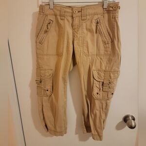 Aeropostale Cargo Capri Tan Size 3 4  Military Zip Pockets 90s Grunge Punk Tan